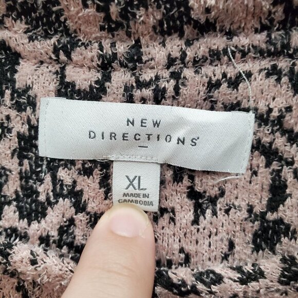 New Directions Women's Rose Black‎ Abstract Cowl Neck Sharkbite Hem Sweater XL - Picture 4 of 7